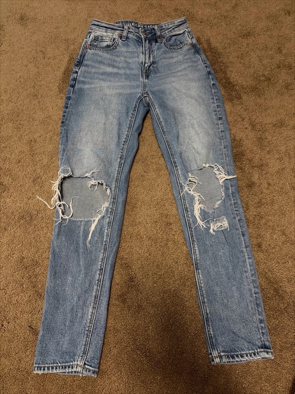 American Eagle Outfitters High-Rise Light Blue Distressed Jeans